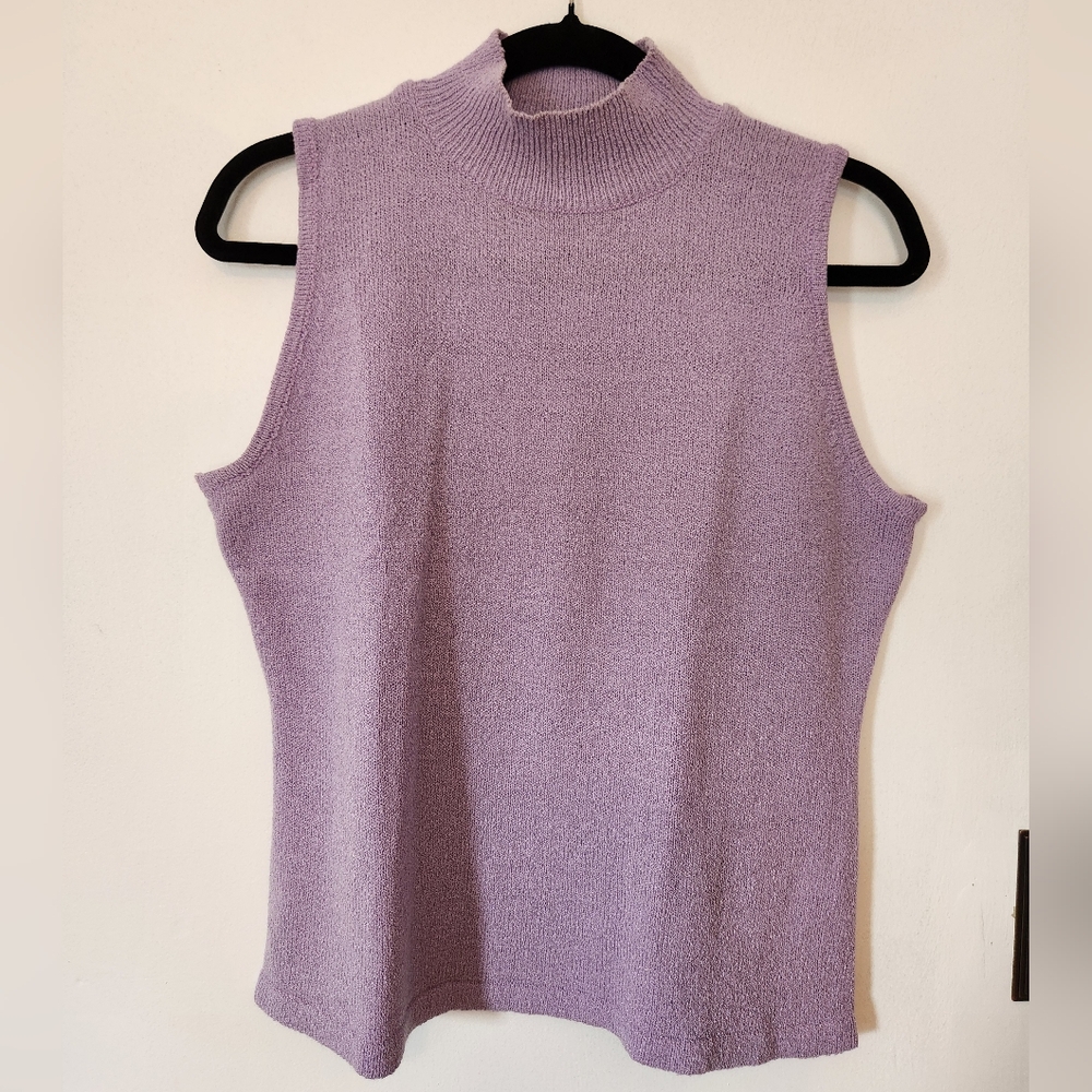 Vintage Carolyn Taylor Lavendar Sleeveless Mock Neck Top Size L